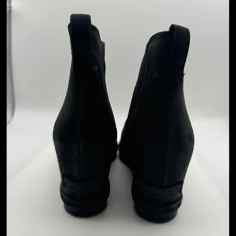 Sorel Joan of Arctic Leather Wedge Chelsea Boot Black Size 10 US - Picture 4 of 9